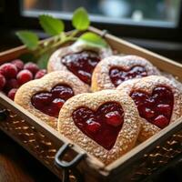 AI generated heartshaped raspberry cheesecake cookies photo