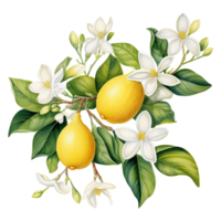 AI generated Watercolor lemon illustration png