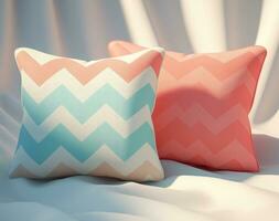 AI generated two colorful pillows in a chevron pattern photo