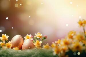 AI generated spring easter background with copy space photo