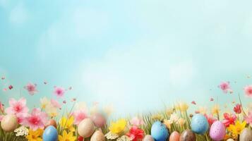 AI generated spring easter background with copy space photo