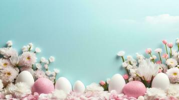 AI generated spring easter background with copy space photo