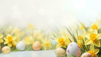 AI generated spring easter background with copy space photo