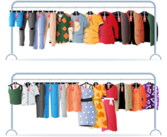 Womans and mans clothes on hanger png