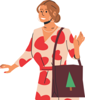 Woman Holding Cloth Eco Bag. png