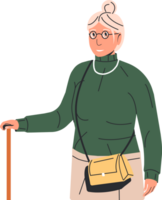 Elegant elderly woman with cane png