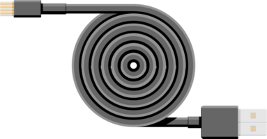 Black USB cable, data transfer wire png