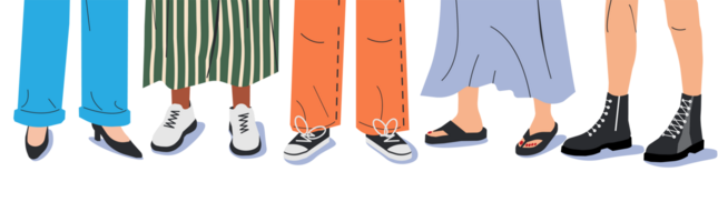 Various female shoes with feet png