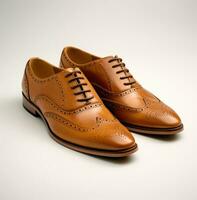 AI generated tan wingtip lace up shoes photo