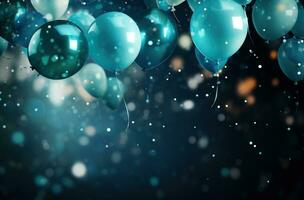 AI generated confetti filled with balloons over a dark background photo