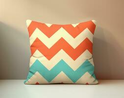 AI generated chevron cushion cover background, chevrons pattern pillow cover photo