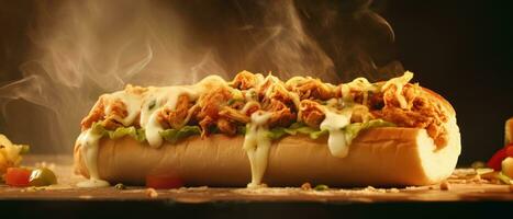 AI generated chicken curry sub with pepper jack and cheese photo