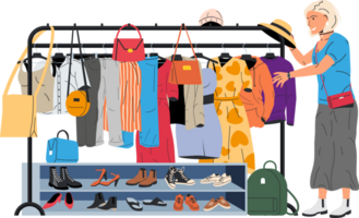 Woman wardrobe on hanger png