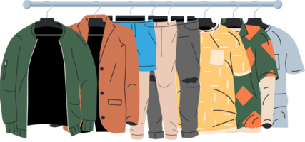 Mens and womans clothes on hanger png