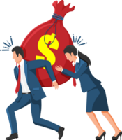 Business people carrying bag of money png