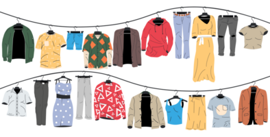 Womans and mans clothes on hanger png