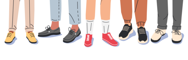 Various male shoes with feet png