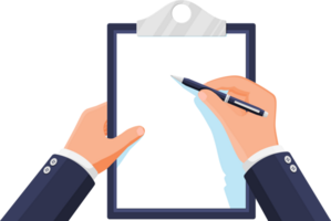 Clipboard with Empty Paper Sheet and Pen png