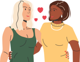 Multiethnic lesbian woman couple png