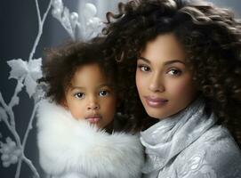 AI generated an african american woman holding up her baby daughter photo