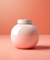 AI generated a white jar on pink background with white lips photo