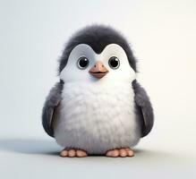 AI generated a plush penguin toy sits on a white background photo