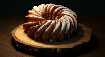 AI generated a christmas bundt cake containing some icing photo