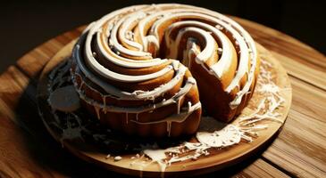 AI generated a christmas bundt cake containing some icing photo