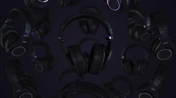 Rotating Headphones. Gray Headphones wire isolated on a transparent background 3D illustration render rotating seamless loop animation photo