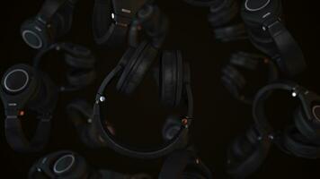 Rotating Headphones. Gray Headphones wire isolated on a transparent background 3D illustration render rotating seamless loop animation photo