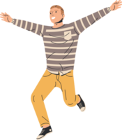 Happy Man in Casual Clothes Jumping png