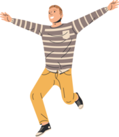 content homme dans décontractée vêtements sauter png