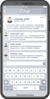Smartphone with Messaging App Page with Keyboard png