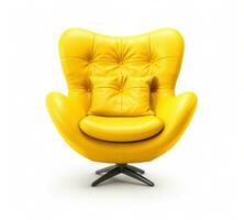 AI generated yellow leather lounge chair on a white background photo
