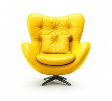 AI generated yellow leather lounge chair on a white background photo