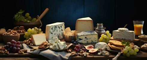 AI generated various types and flavors of cheese are shown photo