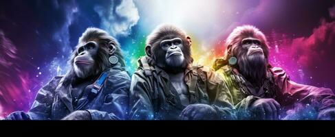 AI generated three monkeys wearing sunglasses photo