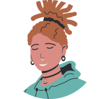 Modern girl in hoodie with dreadlocks png