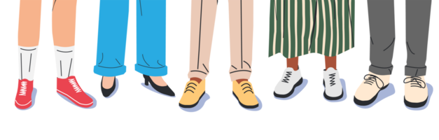 Various female and male shoes with feet png