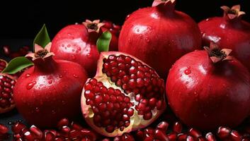 AI generated red pomegranate background photo