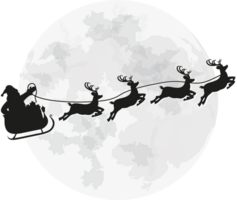 Santa Claus on Sleigh Full of Gifts and His Reindeers png