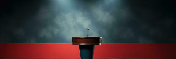 AI generated A presidential podium with a microphone awaiting a speech background with empty space for text photo