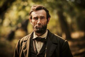 AI generated Abraham Lincoln impersonator reading Gettysburg Address photo