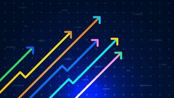 Multi color up arrows with grid. Business growth up, increase sales and financial investment going up concept background. Vector illustration.