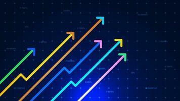 Multi color up arrows with grid. Business growth up, increase sales and financial investment going up concept background. Vector illustration.