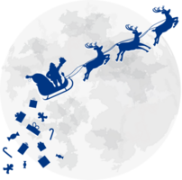 Santa Claus on Sleigh Full of Gifts and His Reindeers png