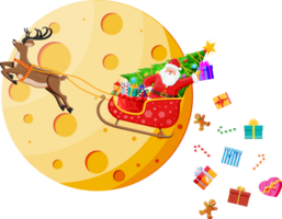 Santa Claus on Sleigh Full of Gifts and His Reindeers png