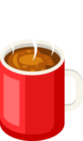 Red cup of coffee with steam png