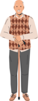 Handsome Elderly Man with Cane png