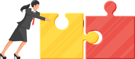 Businesswoman Connecting Puzzle png